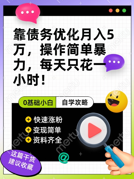 靠债务优化月入五万，每天只要花两个小时，多种方式轻松变现【揭秘】-问小徐资源库