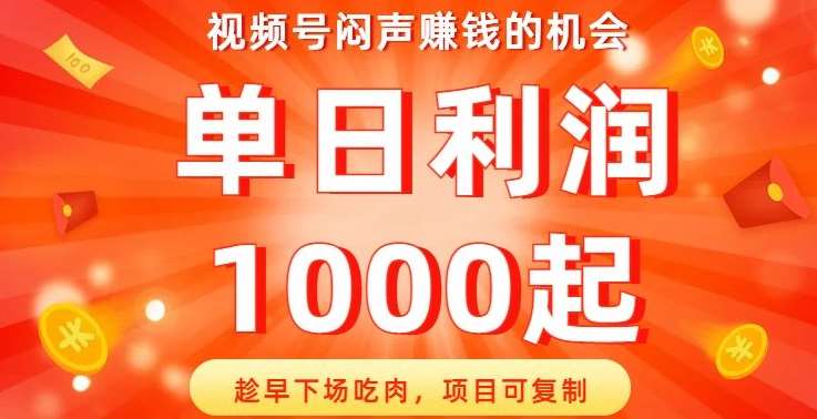 视频号闷声赚钱的机会，趁早下场吃肉，项目可复制，单日利润1000起【揭秘】-问小徐资源库
