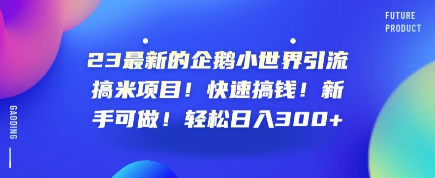 23最新的企鹅小世界引流搞米项目！快速搞钱！新手可做！轻松日入300+【揭秘】-问小徐资源库