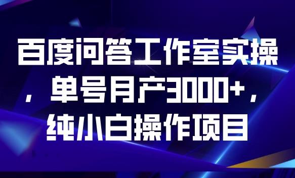 百度问答工作室实操，单号月产3000+，纯小白操作项目【揭秘】-问小徐资源库