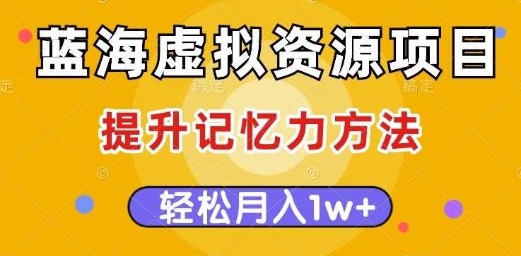 蓝海虚拟资源项目，提升记忆力方法，多种变现方式，轻松月入1w+【揭秘】-问小徐资源库