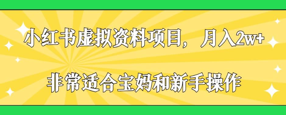 小红书虚拟资料项目，月入2w+，非常适合宝妈和新手操作【揭秘】-问小徐资源库