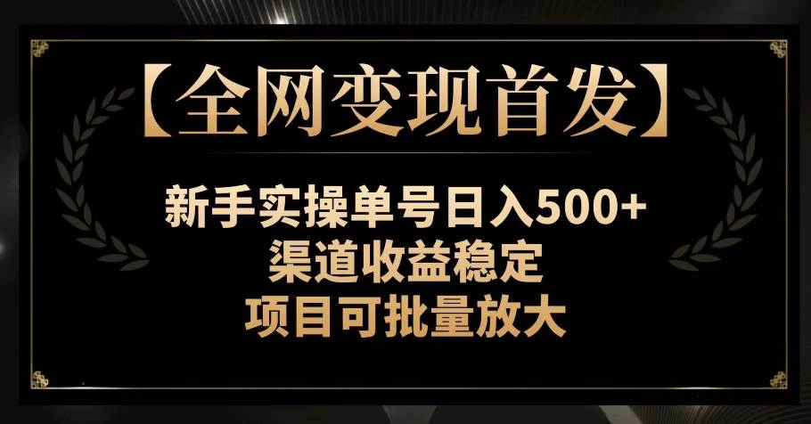 【全网变现首发】新手实操单号日入500+，渠道收益稳定，项目可批量放大【揭秘】-问小徐资源库