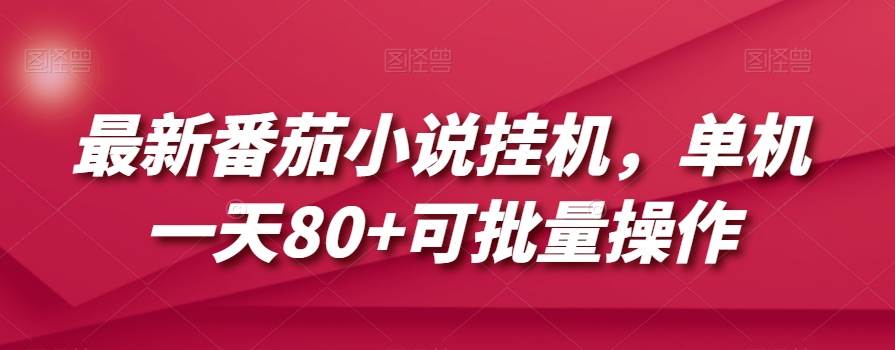 最新番茄小说挂机，单机一天80+可批量操作【揭秘】-问小徐资源库