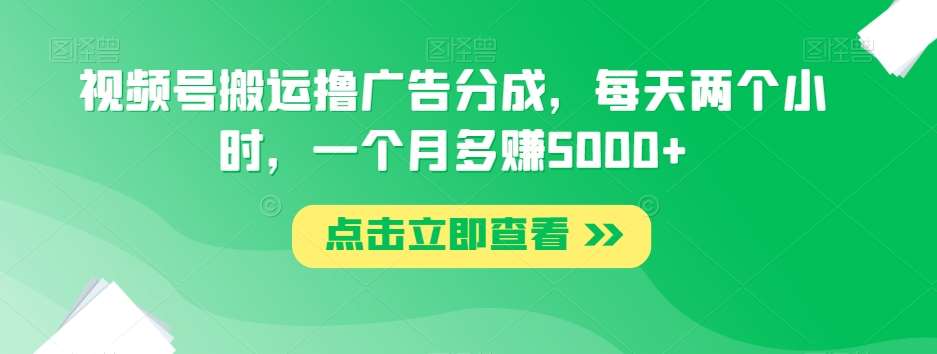 视频号搬运撸广告分成，每天两个小时，一个月多赚5000+-问小徐资源库