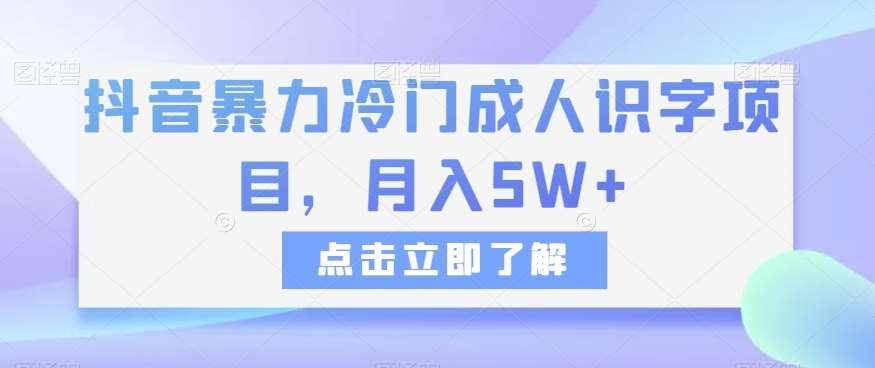 抖音暴力冷门成人识字项目，月入5W+【揭秘】-问小徐资源库