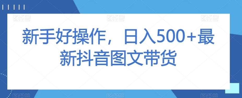 新手好操作，日入500+最新抖音图文带货【揭秘】-问小徐资源库