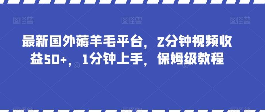 最新国外薅羊毛平台，2分钟视频收益50+，1分钟上手，保姆级教程【揭秘】-问小徐资源库