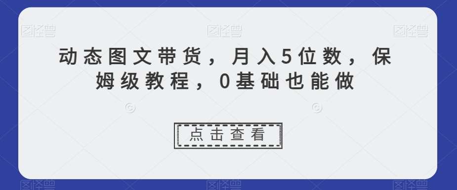 动态图文带货，月入5位数，保姆级教程，0基础也能做【揭秘】-问小徐资源库