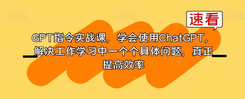 GPT指令实战课，学会使用ChatGPT，解决工作学习中一个个具体问题，真正提高效率-问小徐资源库