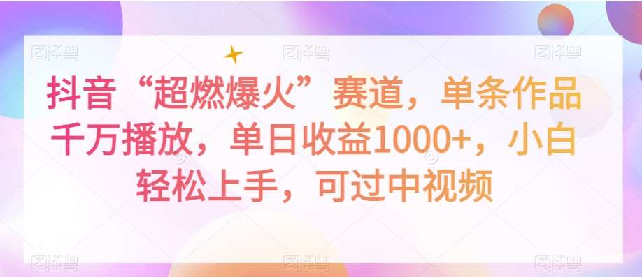 抖音“超燃爆火”赛道，单条作品千万播放，单日收益1000+，小白轻松上手，可过中视频【揭秘】-问小徐资源库