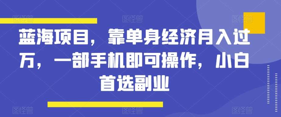 蓝海项目，靠单身经济月入过万，一部手机即可操作，小白首选副业【揭秘】-问小徐资源库