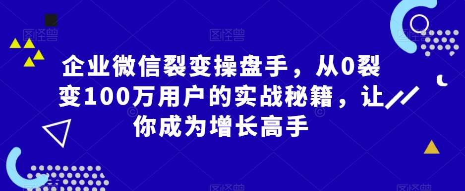 企业微信裂变操盘手，从0裂变100万用户的实战秘籍，让你成为增长高手-问小徐资源库