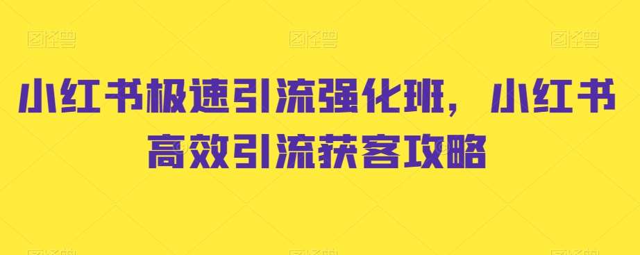 小红书极速引流强化班，小红书高效引流获客攻略-问小徐资源库