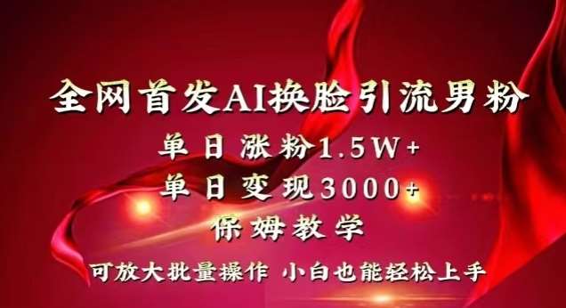 全网首发Ai换脸引流男粉，单日涨粉1.5w+，单日变现3000+，小白也能轻松上手拿结果【揭秘】-问小徐资源库