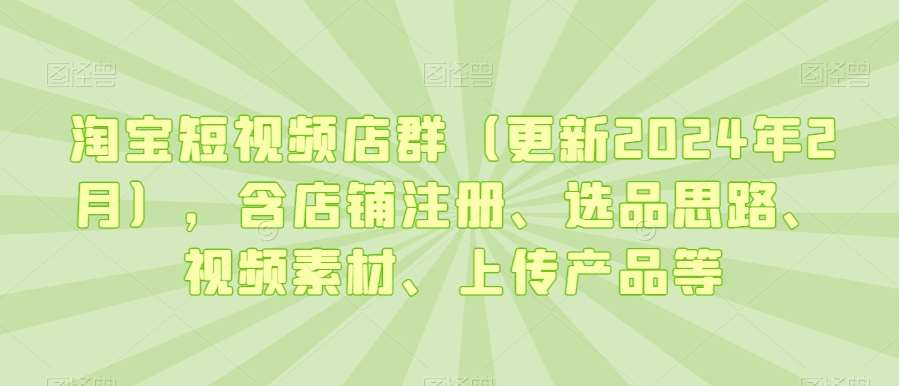 淘宝短视频店群（更新2024年2月），含店铺注册、选品思路、视频素材、上传产品等-问小徐资源库
