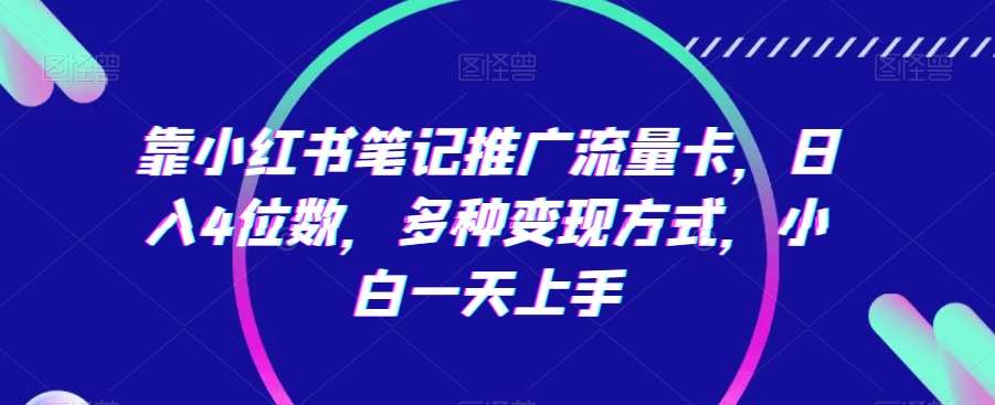 靠小红书笔记推广流量卡，日入4位数，多种变现方式，小白一天上手-问小徐资源库