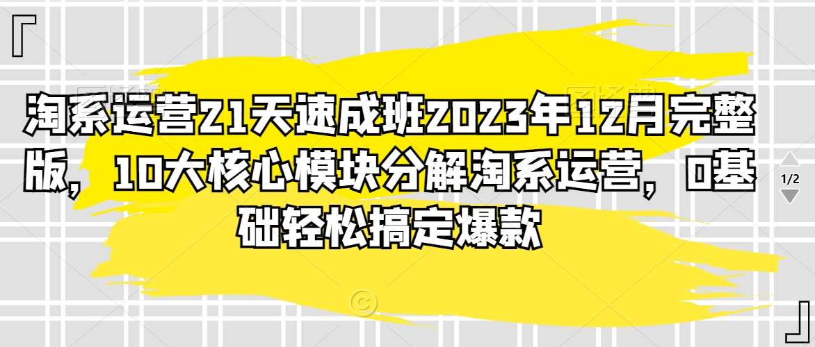 淘系运营21天速成班2023年12月完整版，10大核心模块分解淘系运营，0基础轻松搞定爆款-问小徐资源库