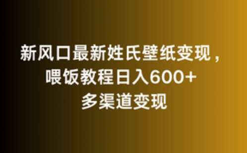 新风口最新姓氏壁纸变现，喂饭教程日入600+【揭秘】-问小徐资源库