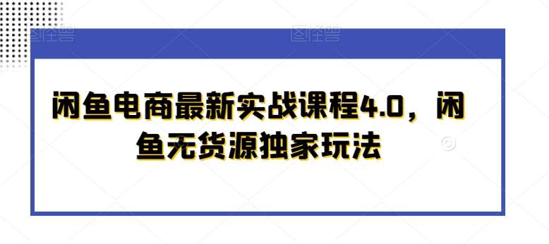 闲鱼电商最新实战课程4.0，闲鱼无货源独家玩法-问小徐资源库