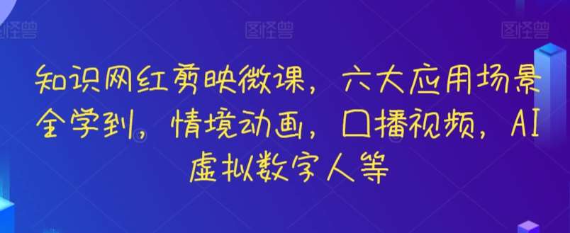 知识网红剪映微课，六大应用场景全学到，情境动画，囗播视频，AI虚拟数字人等-问小徐资源库