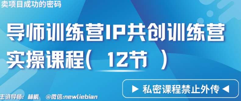 导师训练营3.0IP共创训练营私密实操课程（12节）-卖项目的密码成功秘诀【揭秘】-问小徐资源库