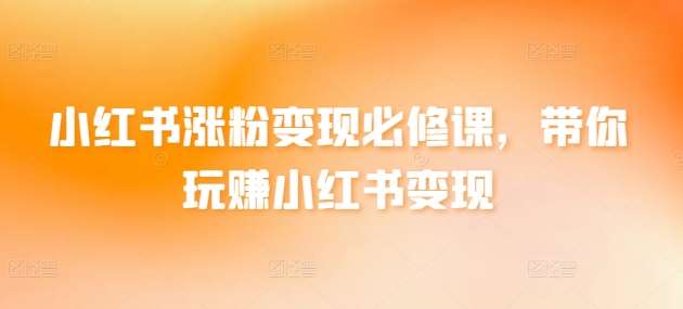 小红书涨粉变现必修课，带你玩赚小红书变现-问小徐资源库