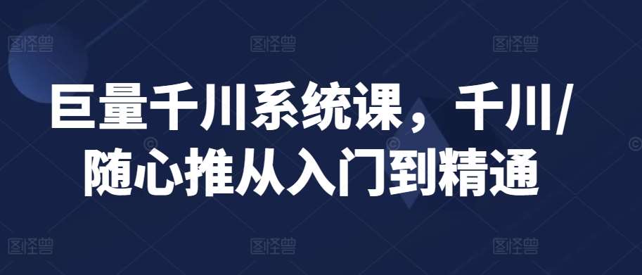 巨量千川系统课，千川/随心推从入门到精通-问小徐资源库