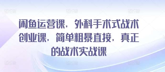 闲鱼运营课，外科手术式战术创业课，简单粗暴直接，真正的战术实战课-问小徐资源库