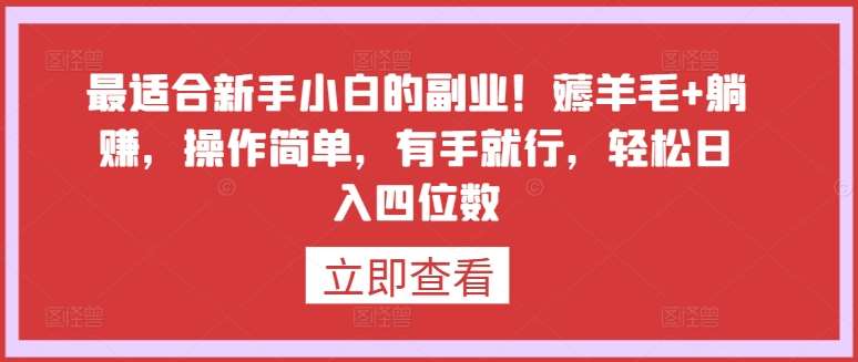 最适合新手小白的副业！薅羊毛+躺赚，操作简单，有手就行，轻松日入四位数【揭秘】-问小徐资源库
