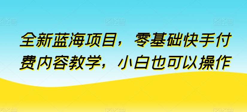 全新蓝海项目，零基础快手付费内容教学，小白也可以操作【揭秘】-问小徐资源库