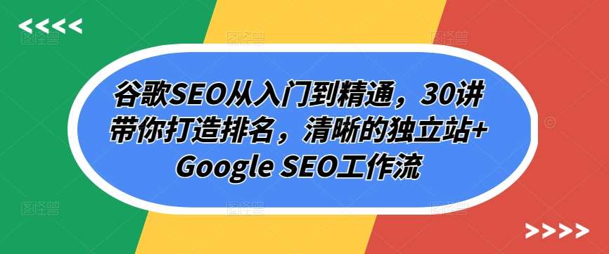 谷歌SEO从入门到精通，30讲带你打造排名，清晰的独立站+Google SEO工作流-问小徐资源库