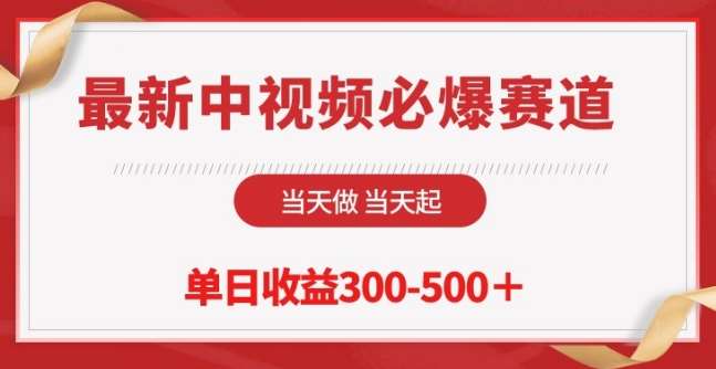 最新中视频必爆赛道，当天做当天起，单日收益300-500+【揭秘】-问小徐资源库