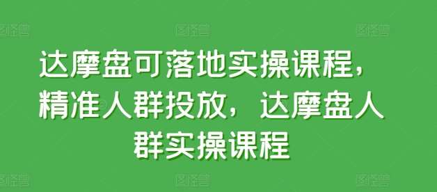 达摩盘可落地实操课程，精准人群投放，达摩盘人群实操课程-问小徐资源库