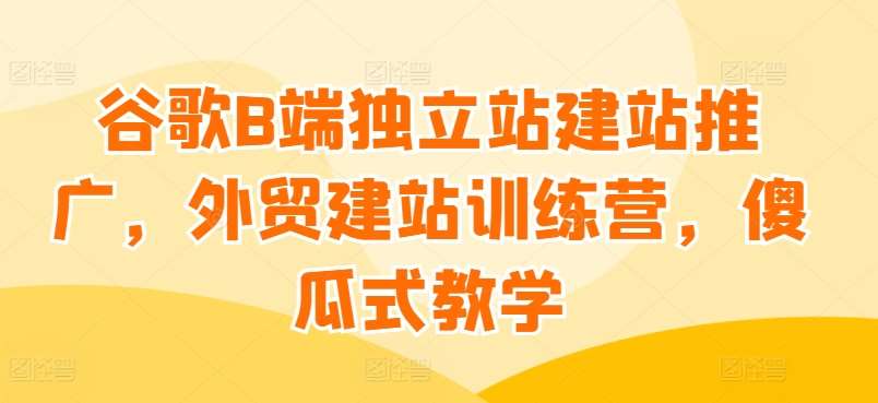 谷歌B端独立站建站推广，外贸建站训练营，傻瓜式教学-问小徐资源库