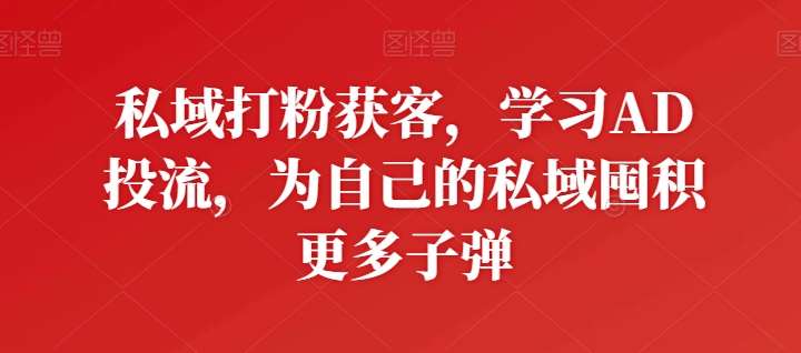 私域打粉获客，学习AD投流，为自己的私域囤积更多子弹-问小徐资源库