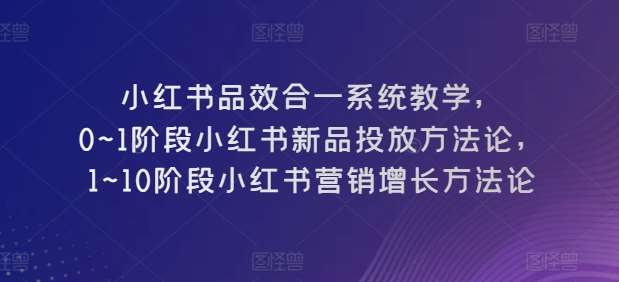 小红书品效合一系统教学，​0~1阶段小红书新品投放方法论，​1~10阶段小红书营销增长方法论-问小徐资源库