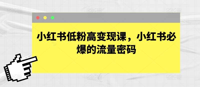 小红书低粉高变现课，小红书必爆的流量密码-问小徐资源库