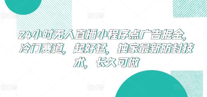 24小时无人直播小程序点广告掘金，冷门赛道，起好猛，独家最新防封技术，长久可做【揭秘】-问小徐资源库