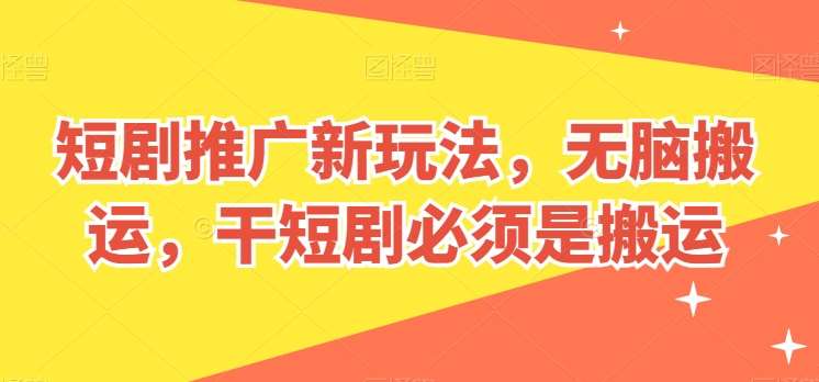 短剧推广新玩法，无脑搬运，干短剧必须是搬运【揭秘】-问小徐资源库