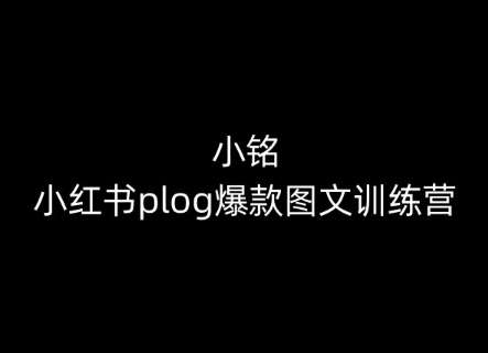 小铭-小红书plog爆款图文训练营，教你从0-1做小红书-问小徐资源库