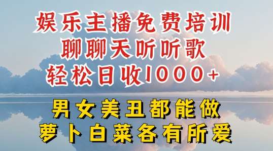娱乐主播免费培训聊聊天听听歌轻松日收1K+，男女美丑都能做萝卜白菜各有所爱【揭秘】-问小徐资源库