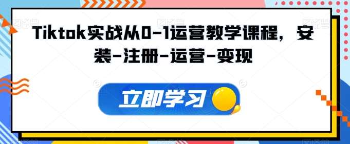 Tiktok实战从0-1运营教学课程，安装-注册-运营-变现-问小徐资源库