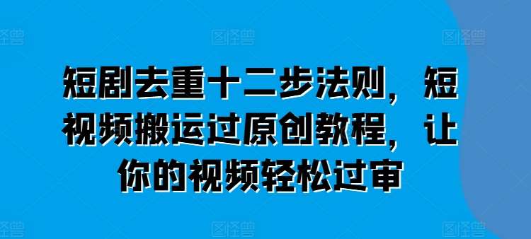 短剧去重十二步法则，短视频搬运过原创教程，让你的视频轻松过审-问小徐资源库