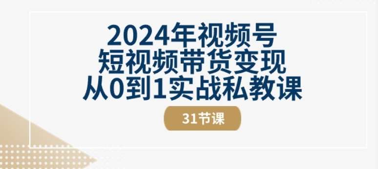 2024年视频号短视频带货变现从0到1实战私教课(31节视频课)-问小徐资源库