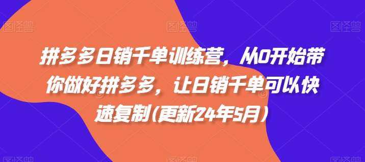 拼多多日销千单训练营，从0开始带你做好拼多多，让日销千单可以快速复制(更新24年6月)-问小徐资源库
