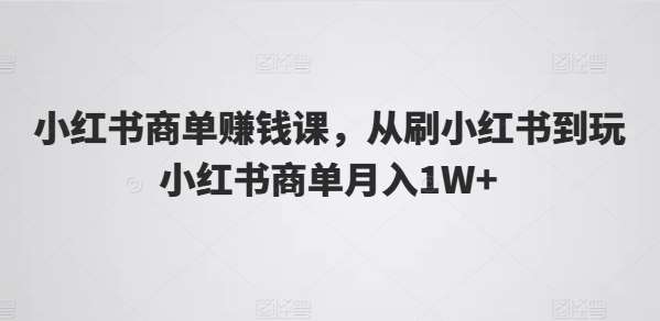 小红书商单赚钱课，从刷小红书到玩小红书商单月入1W+-问小徐资源库