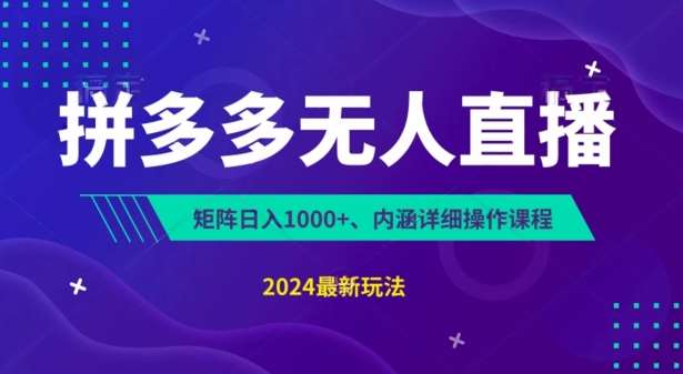 拼多多无人直播不封号，0投入，3天必起，无脑挂机，日入1k+【揭秘】-问小徐资源库