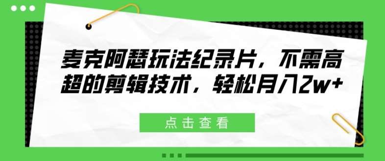 图片[1]-麦克阿瑟玩法纪录片，不需高超的剪辑技术，轻松月入2w+【揭秘】-问小徐资源库