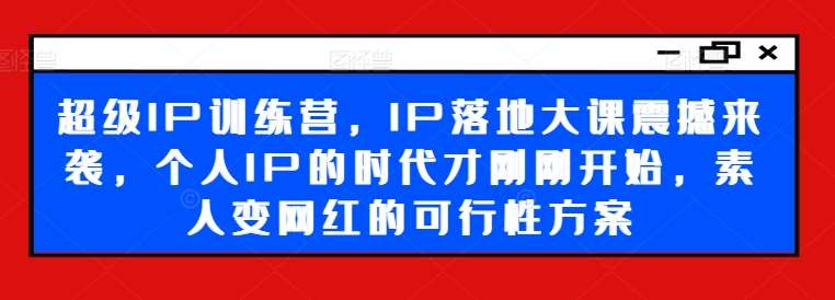 图片[1]-超级IP训练营，IP落地大课震撼来袭，个人IP的时代才刚刚开始，素人变网红的可行性方案-问小徐资源库